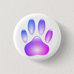 Badge Rond 2,50 Cm Empreinte de patte de chien en verre coloré
