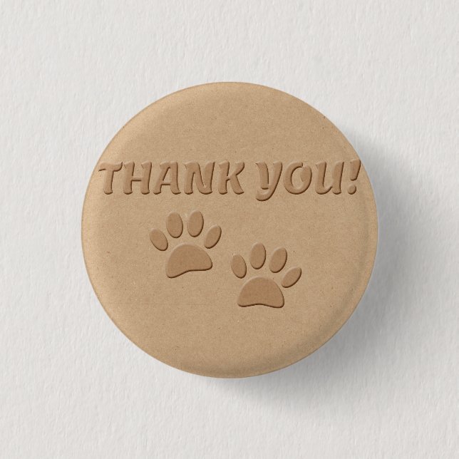 Badge Rond 2,50 Cm Empreinte de patte De Chien Et Merci De Texte  (Devant)