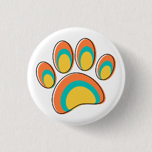 Badge Rond 2,50 Cm Empreinte de patte de chien moderne du milieu du s