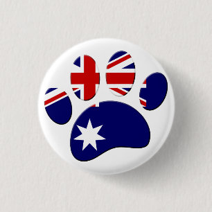 Badge Rond 2,50 Cm Empreinte de patte du Drapeau australien