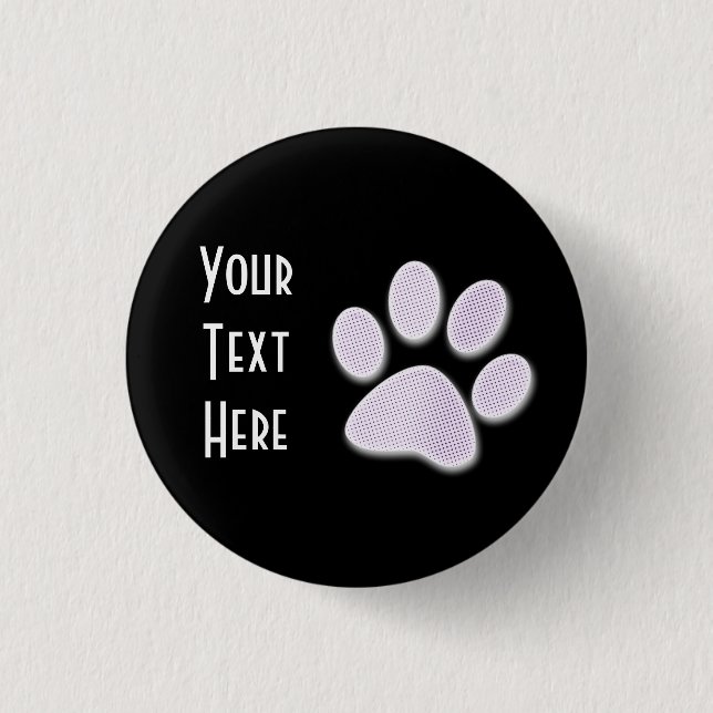 Badge Rond 2,50 Cm Empreinte de patte tramé mauve-clair (Devant)
