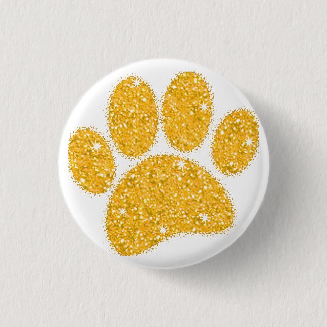 Badge Rond 2,50 Cm Empreinte Gold Parties scintillant Chien (Devant)