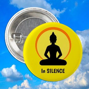 Badge Rond 2,50 Cm En SILENCE Méditation & Bouddha (Vipassana)