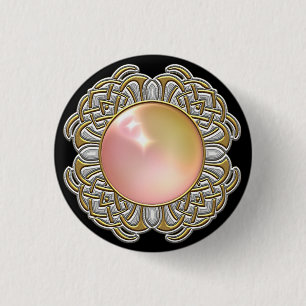 Badge Rond 2,50 Cm Encadrement opale rose d'or de bijou de perle sur