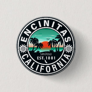 Badge Rond 2,50 Cm Encinitas California Retro Sunset Souvenirs 80s