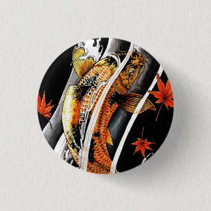 Badge Rond 2,50 Cm Encre chanceuse de l'eau de carpe de Koi de