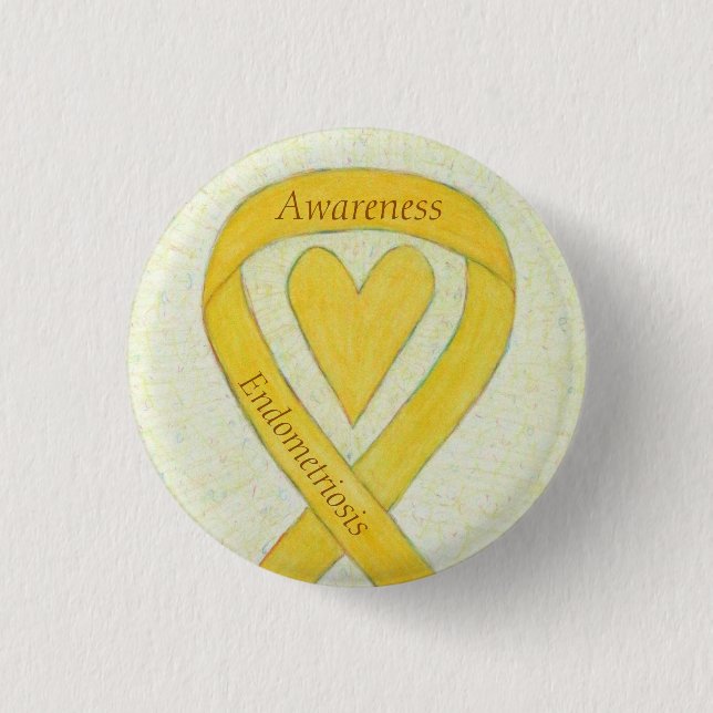 Badge Rond 2,50 Cm Endometriosis Awareness Heart Ribbon Custom Pin (Devant)