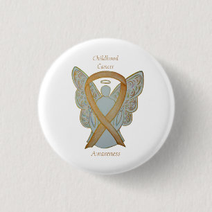 Badge Rond 2,50 Cm Enfance Cancer Angel Gold Sensibilisation Pins à r