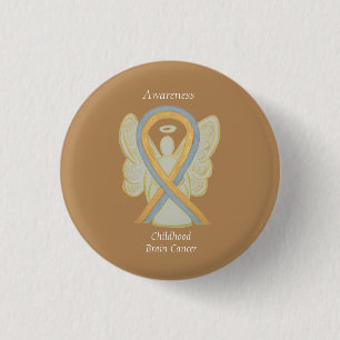 Badge Rond 2,50 Cm Enfance Cerveau Cancer Ange Sensibilisation Pins à