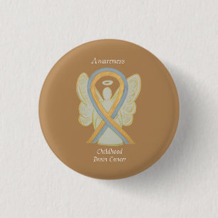 Badge Rond 2,50 Cm Enfance Cerveau Cancer Ange Sensibilisation Pins à