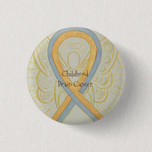 Badge Rond 2,50 Cm Enfance Cerveau Cancer Ange Sensibilisation Pins à