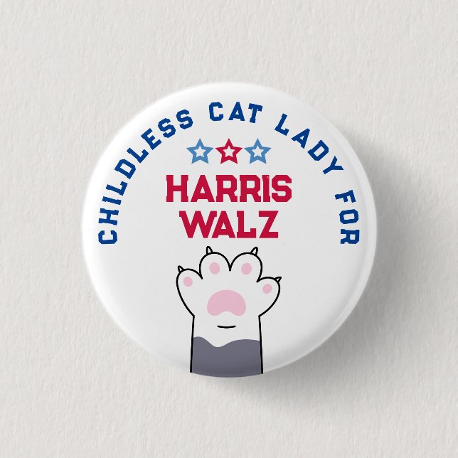 Badge Rond 2,50 Cm Enfant Chat Lady Harris Walz Vote 2024 (Devant)