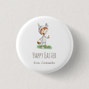 Badge Rond 2,50 Cm Enfant en lapin de Pâques Costume d'oeuf chasse pe