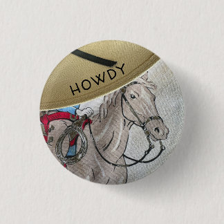 Badge Rond 2,50 Cm Enfants cowboy thème monter un cheval poney