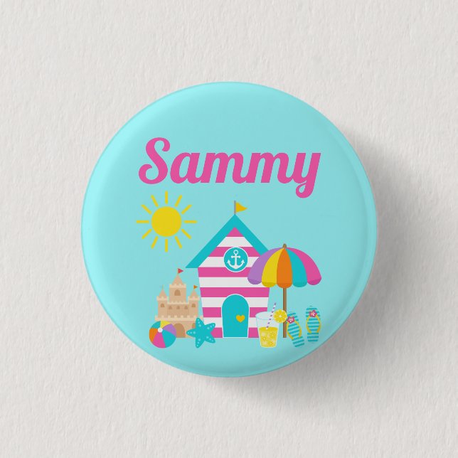 Badge Rond 2,50 Cm Enfants mignons plage été (Devant)