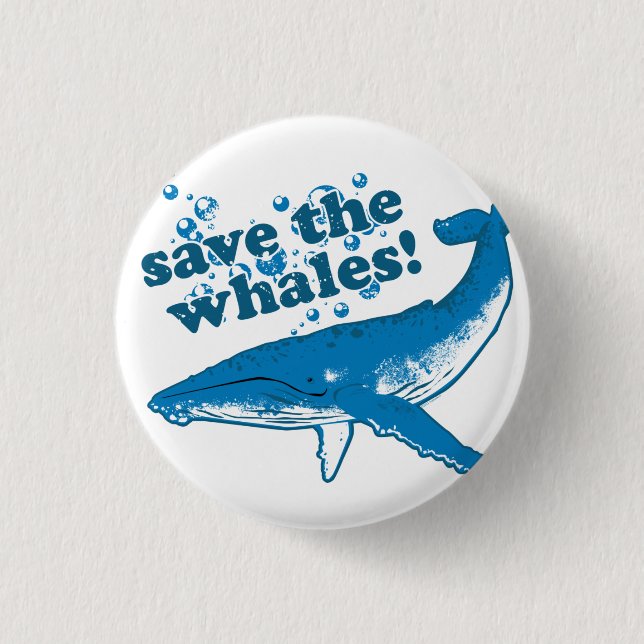 Badge Rond 2,50 Cm Enregistrer le bouton Baleines (Devant)