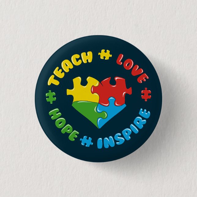 Badge Rond 2,50 Cm Enseigner l'espoir d'amour inspire Sensibilisation (Devant)