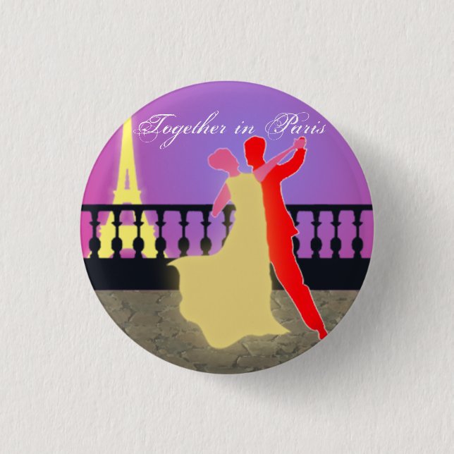 Badge Rond 2,50 Cm Ensemble dans des goupilles de Paris (Devant)