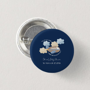 Badge Rond 2,50 Cm Envol Aquarelle Avion Garçon Baby Shower