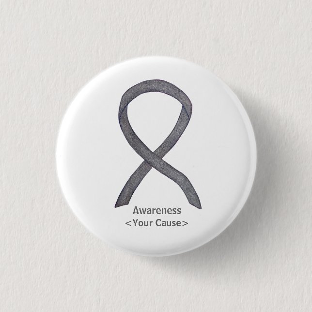 Badge Rond 2,50 Cm Épersion en argent Ruban de sensibilisation Éperch (Devant)