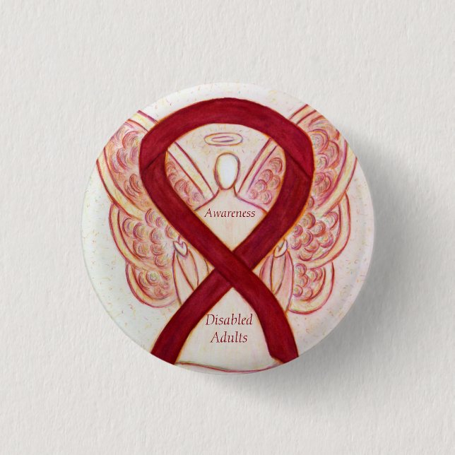 Badge Rond 2,50 Cm Épingle d'art en ruban pour adultes handicapés (Devant)