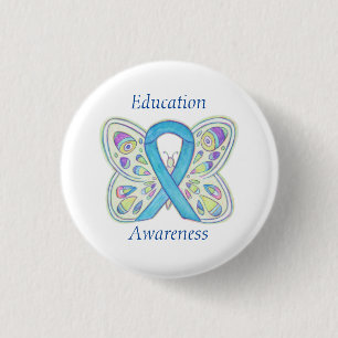 Badge Rond 2,50 Cm Épingle d'art Ruban de sensibilisation Papillon Éd
