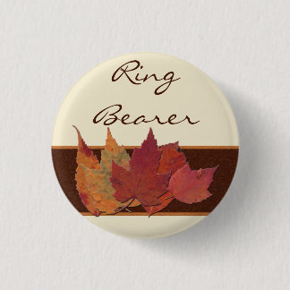 Badge Rond 2,50 Cm Épingle de mariage Brown orange ivoire séché Feuil