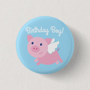 Badge Rond 2,50 Cm Épingle de porc volant 1er anniversaire