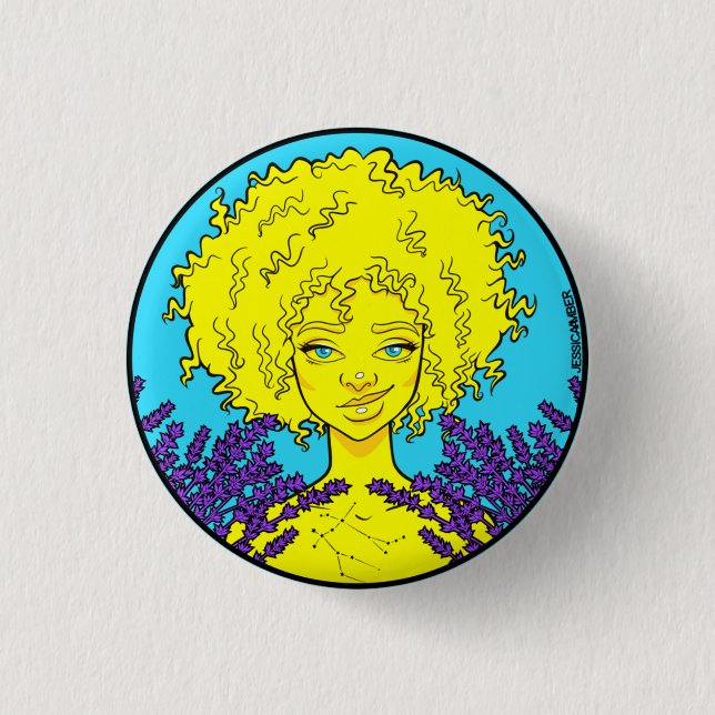 Badge Rond 2,50 Cm Épingle fille Afro Gemini (Devant)