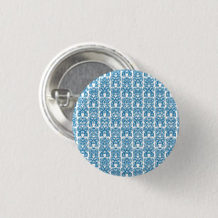 Badge Rond 2,50 Cm Épingle symbole de figure de Tiki bleu de bonne ch