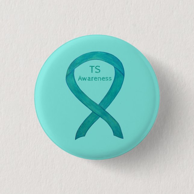 Badge Rond 2,50 Cm Épingle Turquoise de ruban de sensibilisation de T (Devant)