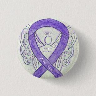 Badge Rond 2,50 Cm Épingles en forme d'ange violet pour le lymphome d