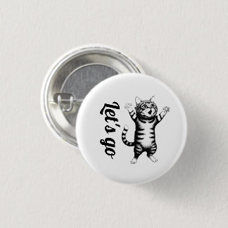 Badge Rond 2,50 Cm Épinglette Blanche Chat Tigré Rayé Fantaisiste All