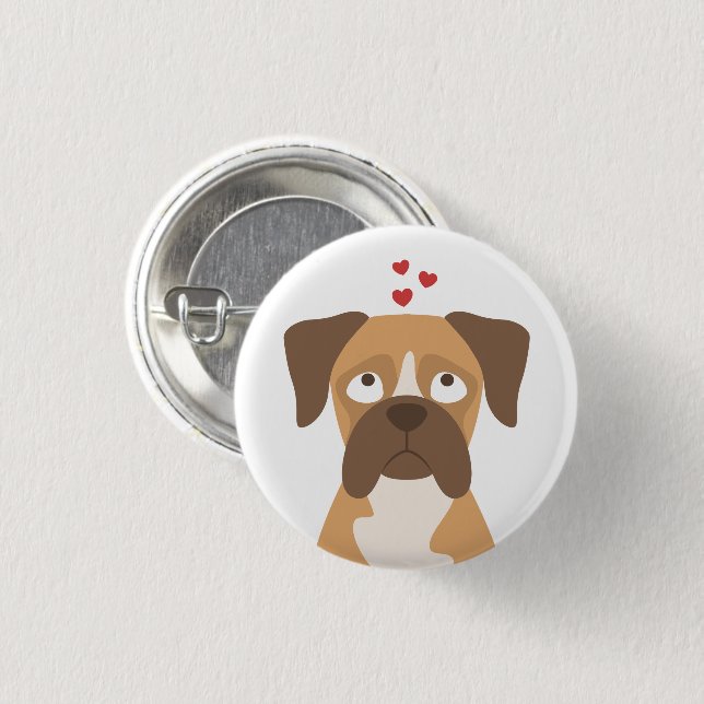 Badge Rond 2,50 Cm Épinglette Boxer, Épingle Boxer, Amateur de Boxer  (Devant & derrière)