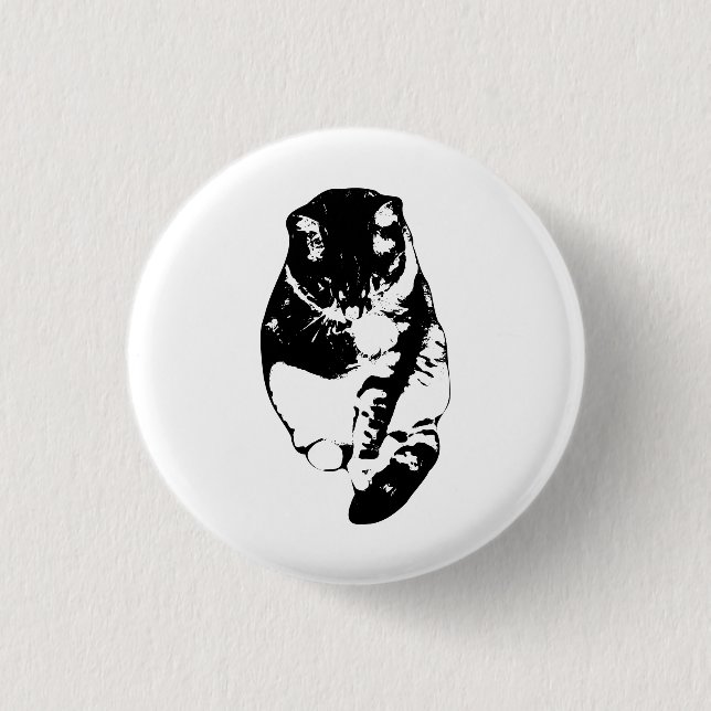 Badge Rond 2,50 Cm Épinglette de chat douillet comme neige (Devant)