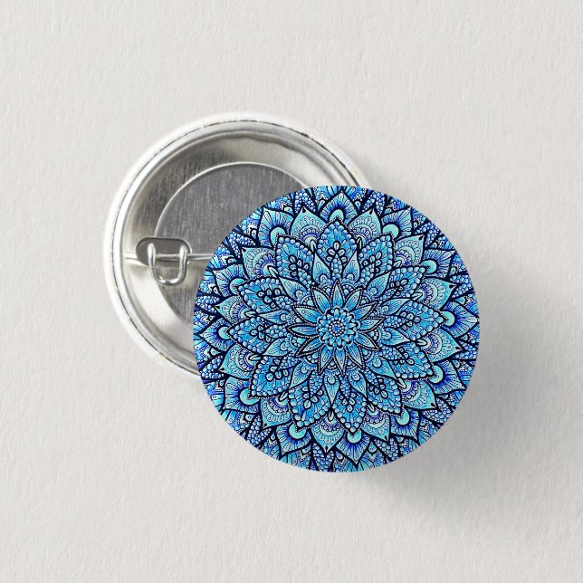Badge Rond 2,50 Cm Épinglette de conception de mandala dessinée à la  (Devant & derrière)