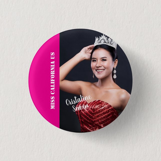 Badge Rond 2,50 Cm Épinglette de concours de beauté - Texte clair (Devant)