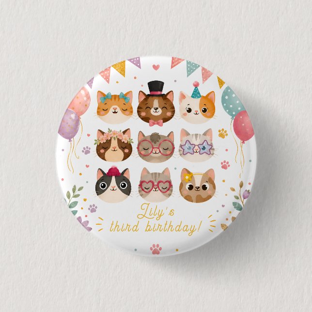 Badge Rond 2,50 Cm Épinglette de fête parfaite pour chat pour l'anniv (Devant)