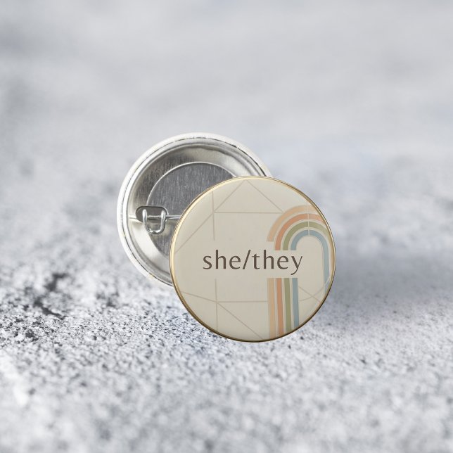 Badge Rond 2,50 Cm Épinglette de fierté LGBTQ de pronom She/They mini (Créateur téléchargé)