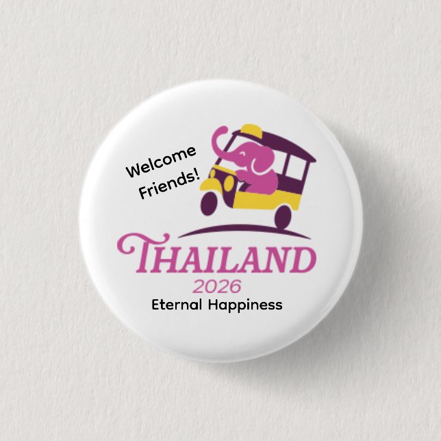 Badge Rond 2,50 Cm Épinglette de la Convention internationale de Thaï (Devant)