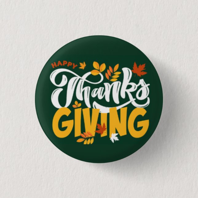 Badge Rond 2,50 Cm Épinglette de Thanksgiving verte et jaune (Devant)