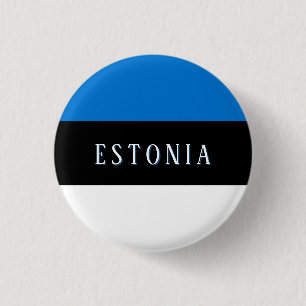 Badge Rond 2,50 Cm Épinglette du drapeau de l'Estonie (avec texte)