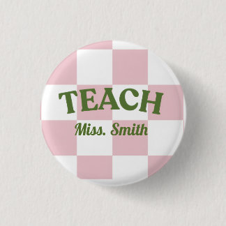 Badge Rond 2,50 Cm Épinglette élégante pour enseignant rose