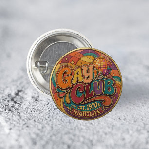 Badge Rond 2,50 Cm Épinglette Groovy Retro Gay Club Fierté LGBTQ