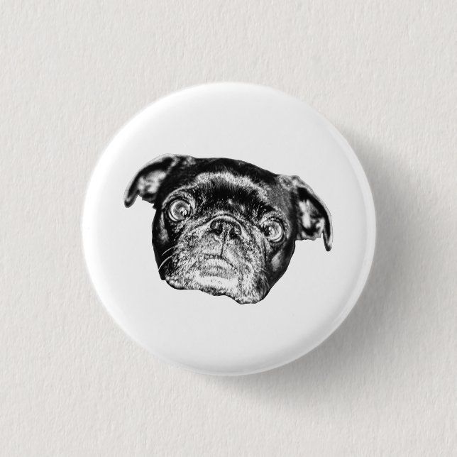 Badge Rond 2,50 Cm Épinglette Pug Festive Ombrée (Devant)