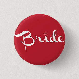 Badge Rond 2,50 Cm Épouse blanche sur rouge