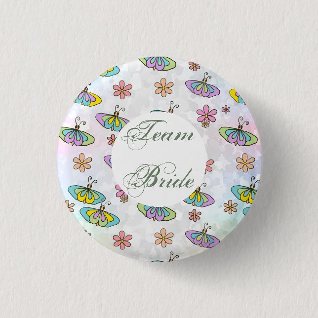 Badge Rond 2,50 Cm Épouse d'équipe, schmetterlinge (Devant)