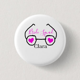 Badge Rond 2,50 Cm Équipe de mariée lunettes de cœur rose noir demois