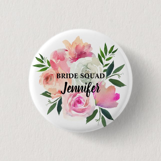 Badge Rond 2,50 Cm Équipe de mariée, tribu, équipe rose pâle et gris  (Devant)
