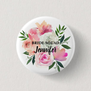 Badge Rond 2,50 Cm Équipe de mariée, tribu, équipe rose pâle et gris